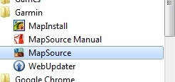 Ouvrir Garmin MapSource